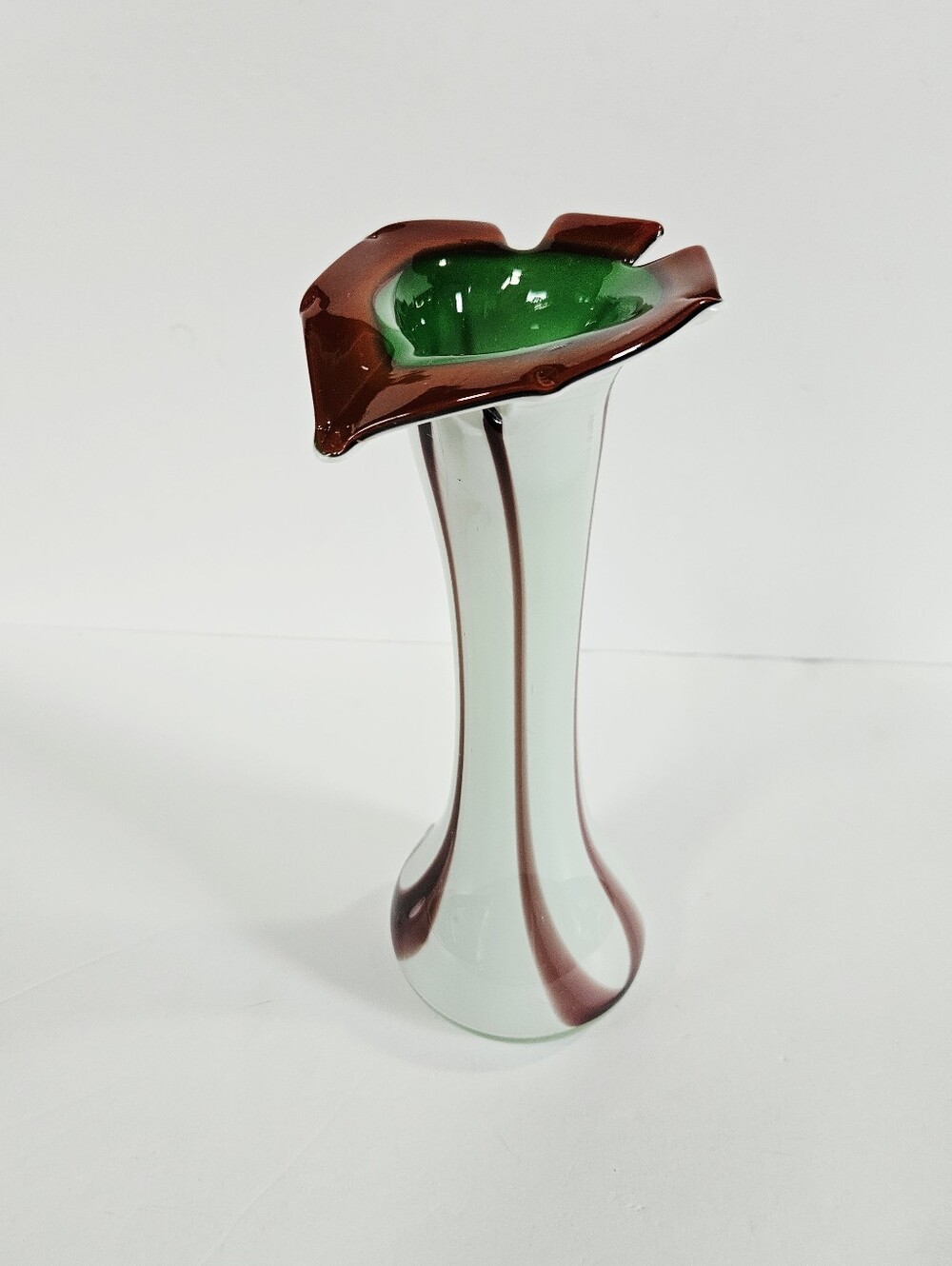 Vintage Murano Style Handblown Art Glass Calla Lily Jack-In-The-Pulpit Vase - Picture 3 of 16
